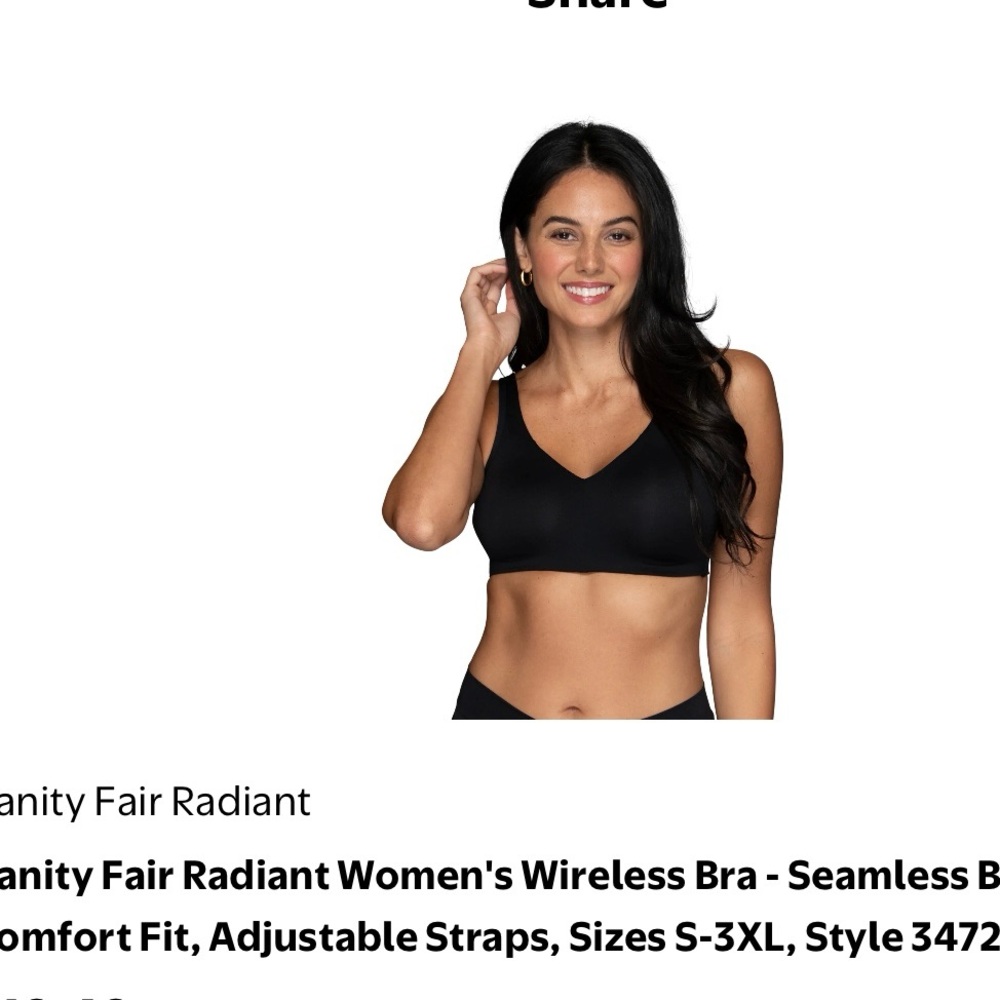 NWT Vanity Fair Radiant Women’s Wireless Comfort Bra - Black & Beige SZ Large - Picture 8 of 10
